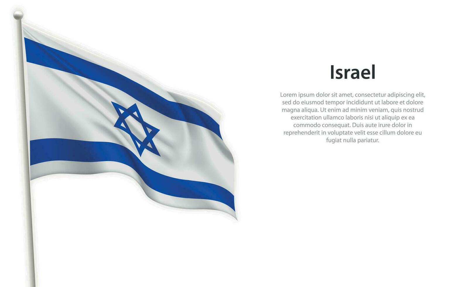 ondulación bandera de Israel en blanco antecedentes. modelo para independencia día vector