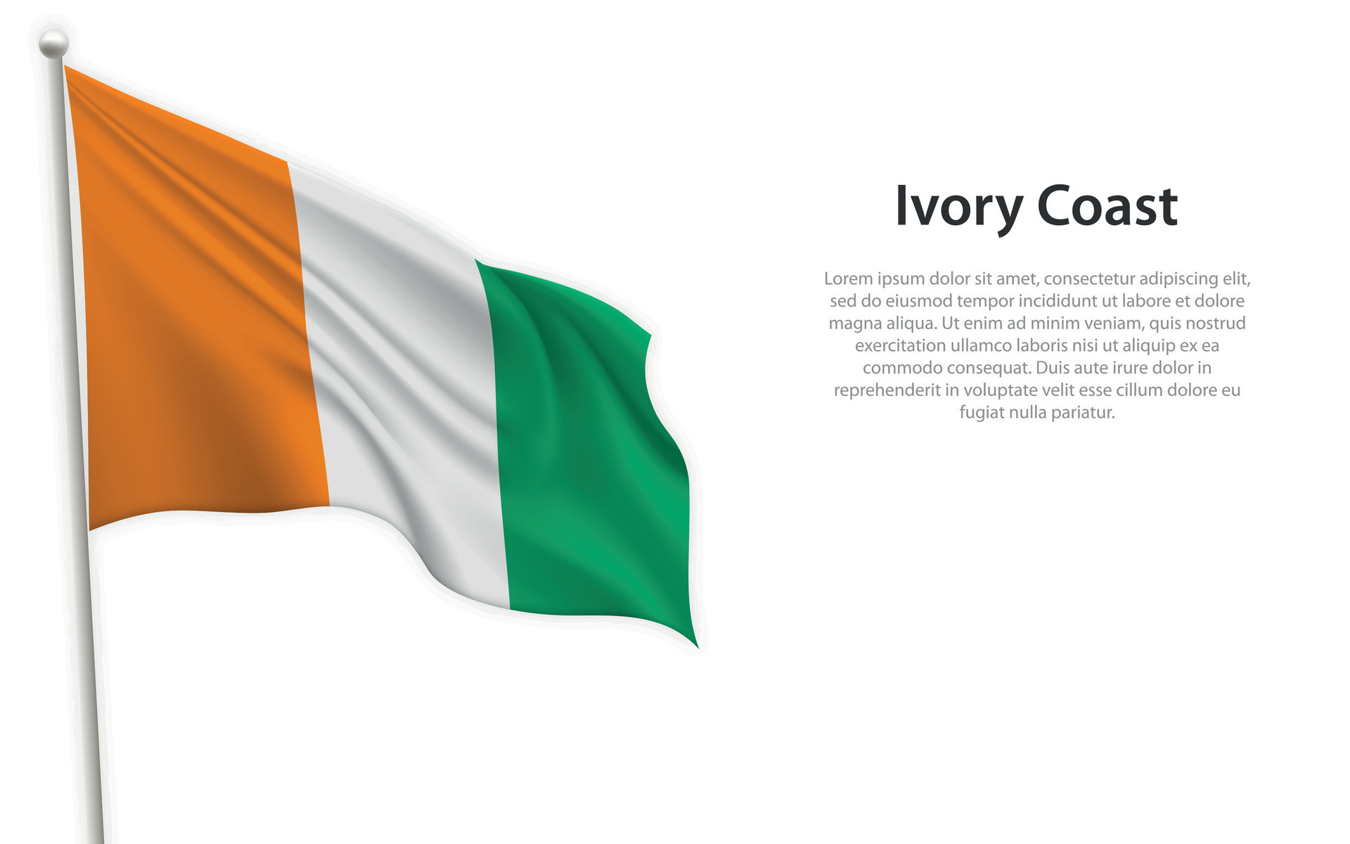 Ireland and Cote D'Ivoire flag waving in the wind against white