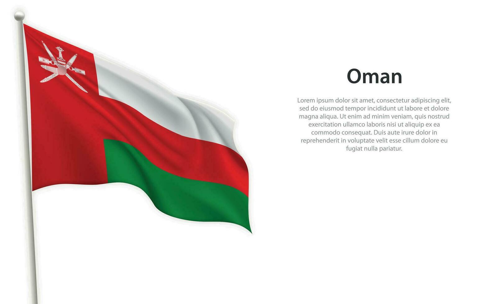 Waving flag of Oman on white background. Template for independence day vector