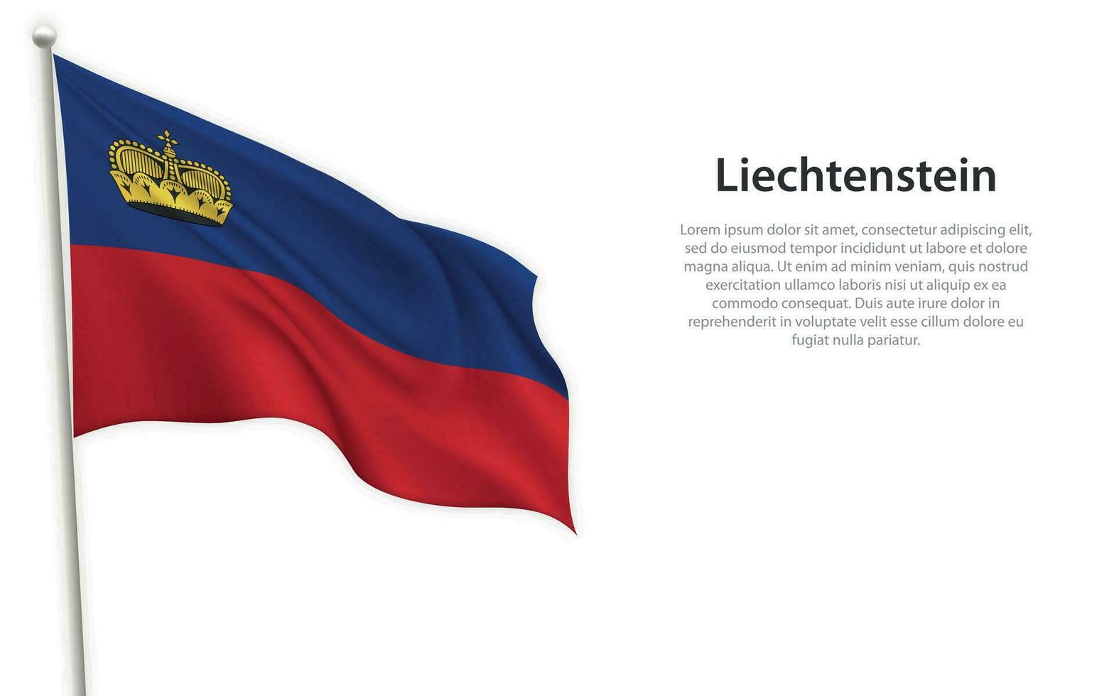 ondulación bandera de Liechtenstein en blanco antecedentes. modelo para independencia día vector
