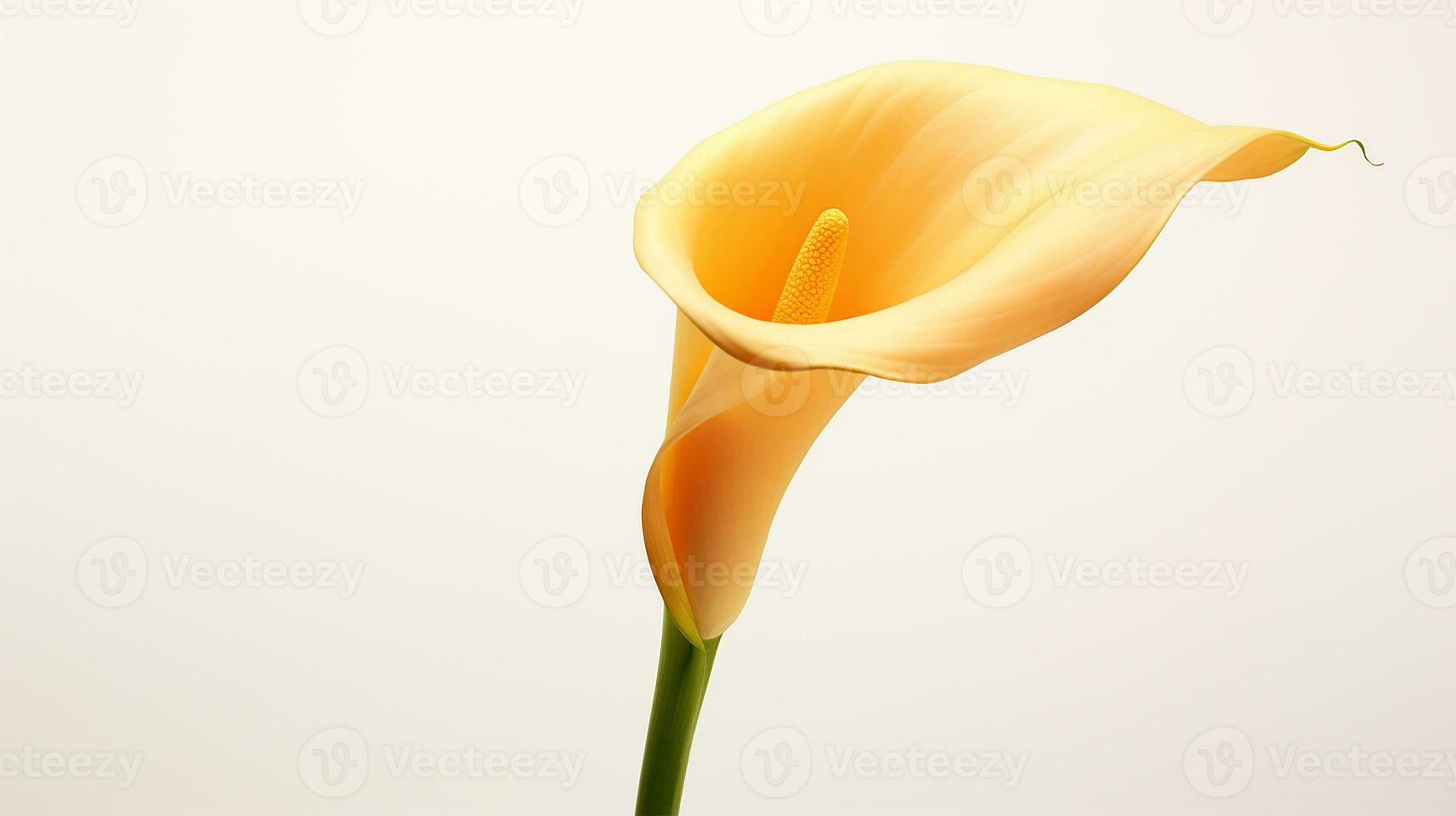 Photo of beautiful Zantedeschia Calla flower isolated on white background. Generative AI