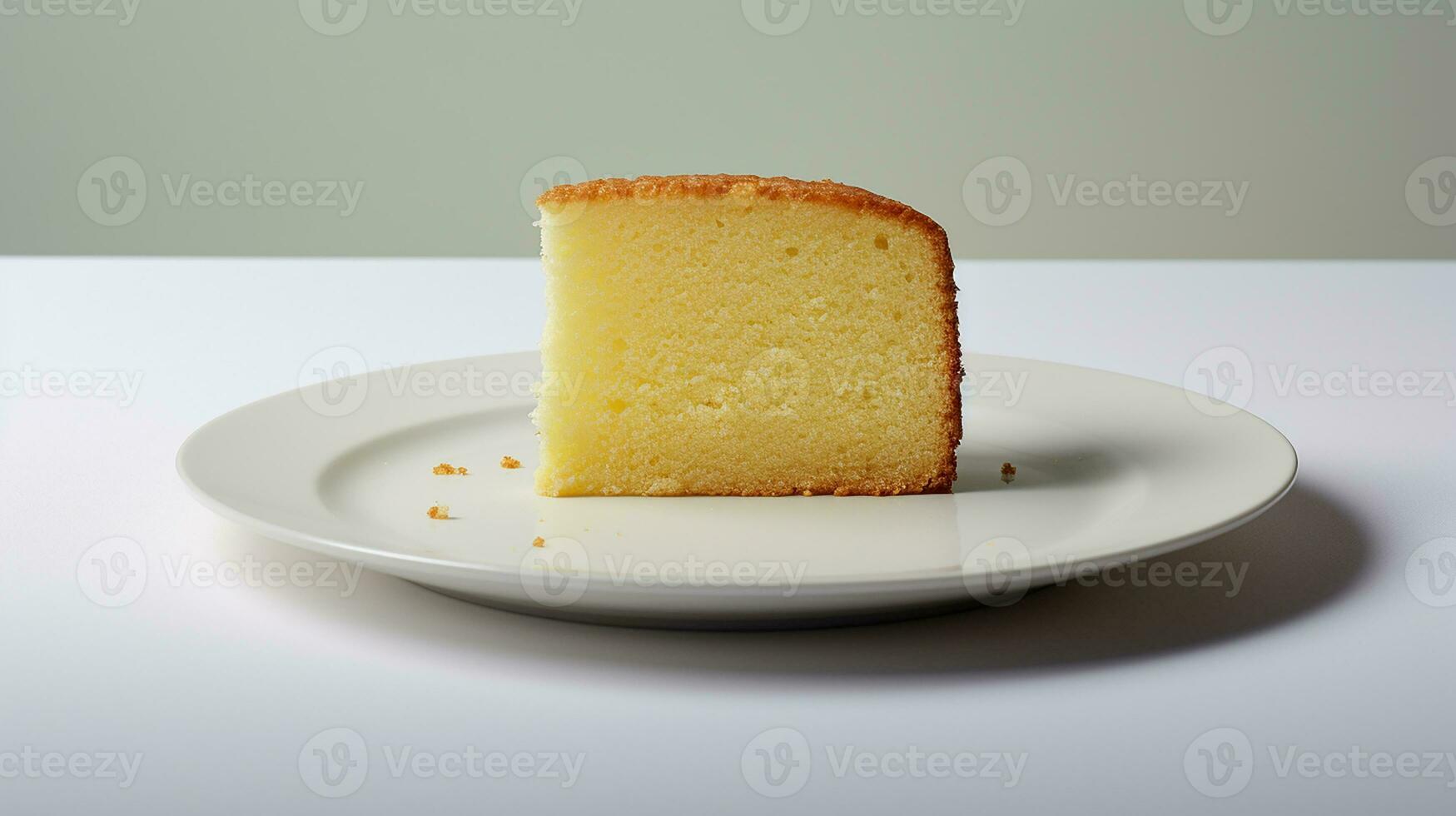 Photo of pound cake on white plate. Generative AI