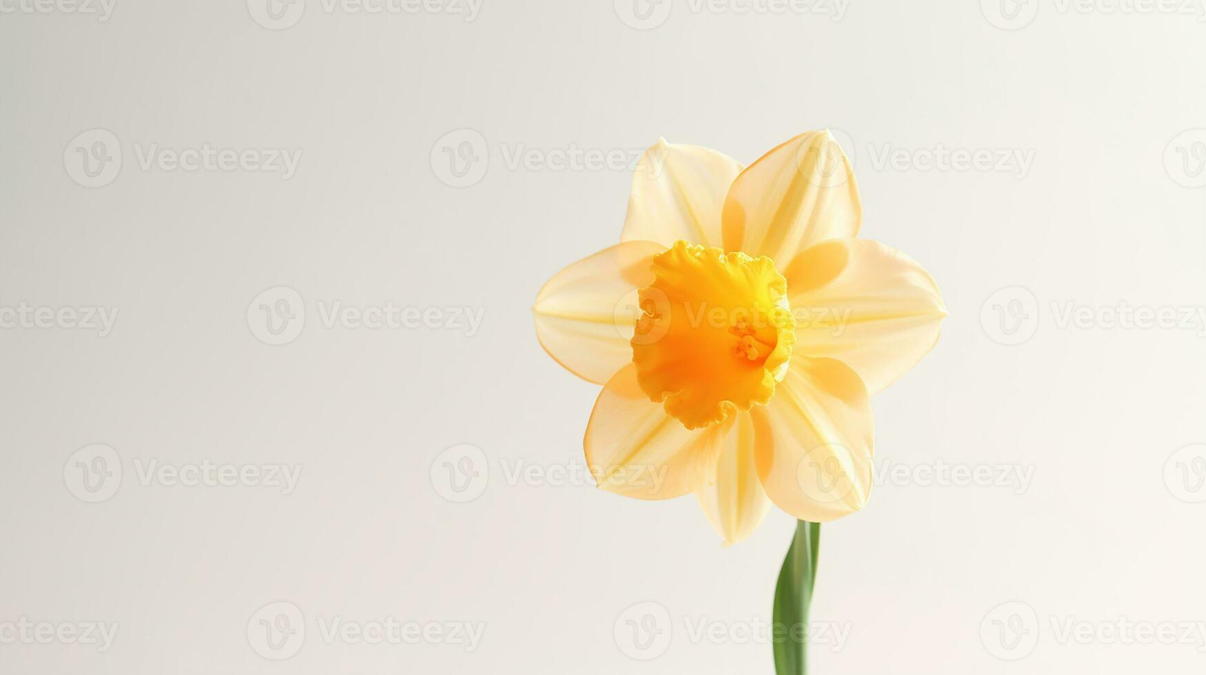 Photo of beautiful Narcissus flower isolated on white background. Generative AI