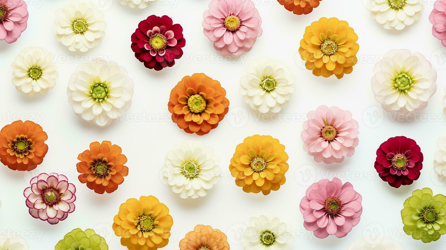 Zinnia flower patterned background. Flower texture background. Generative AI photo