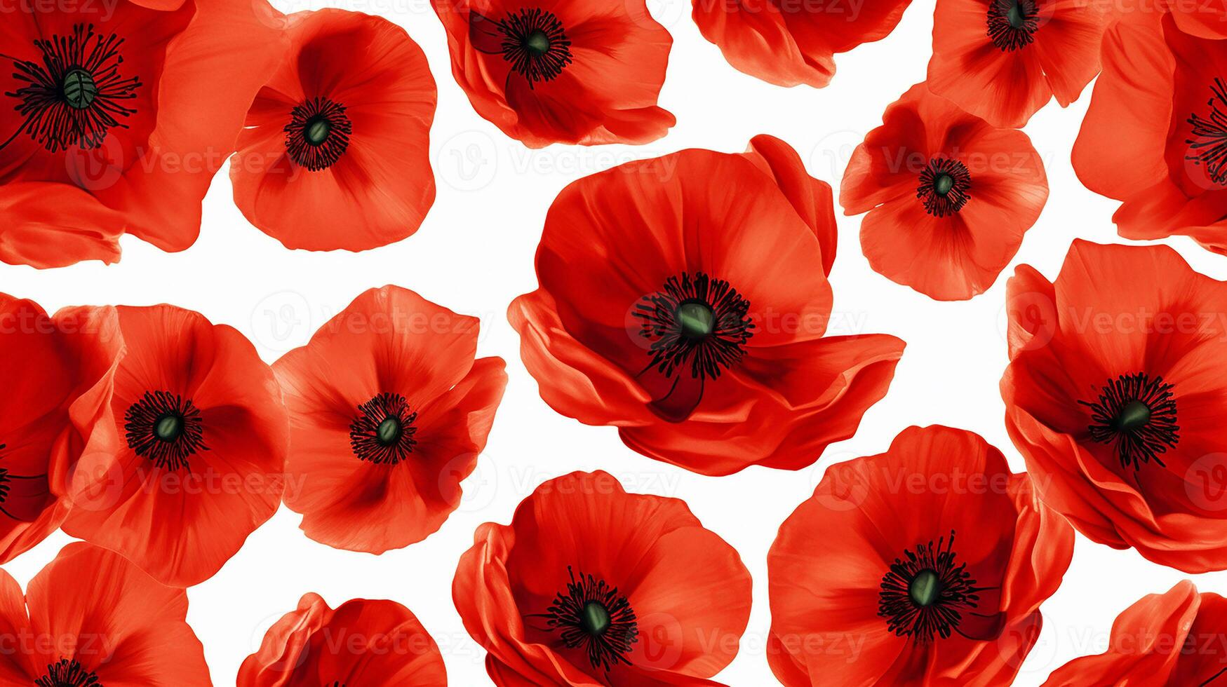Poppy flower patterned background. Flower texture background. Generative AI photo