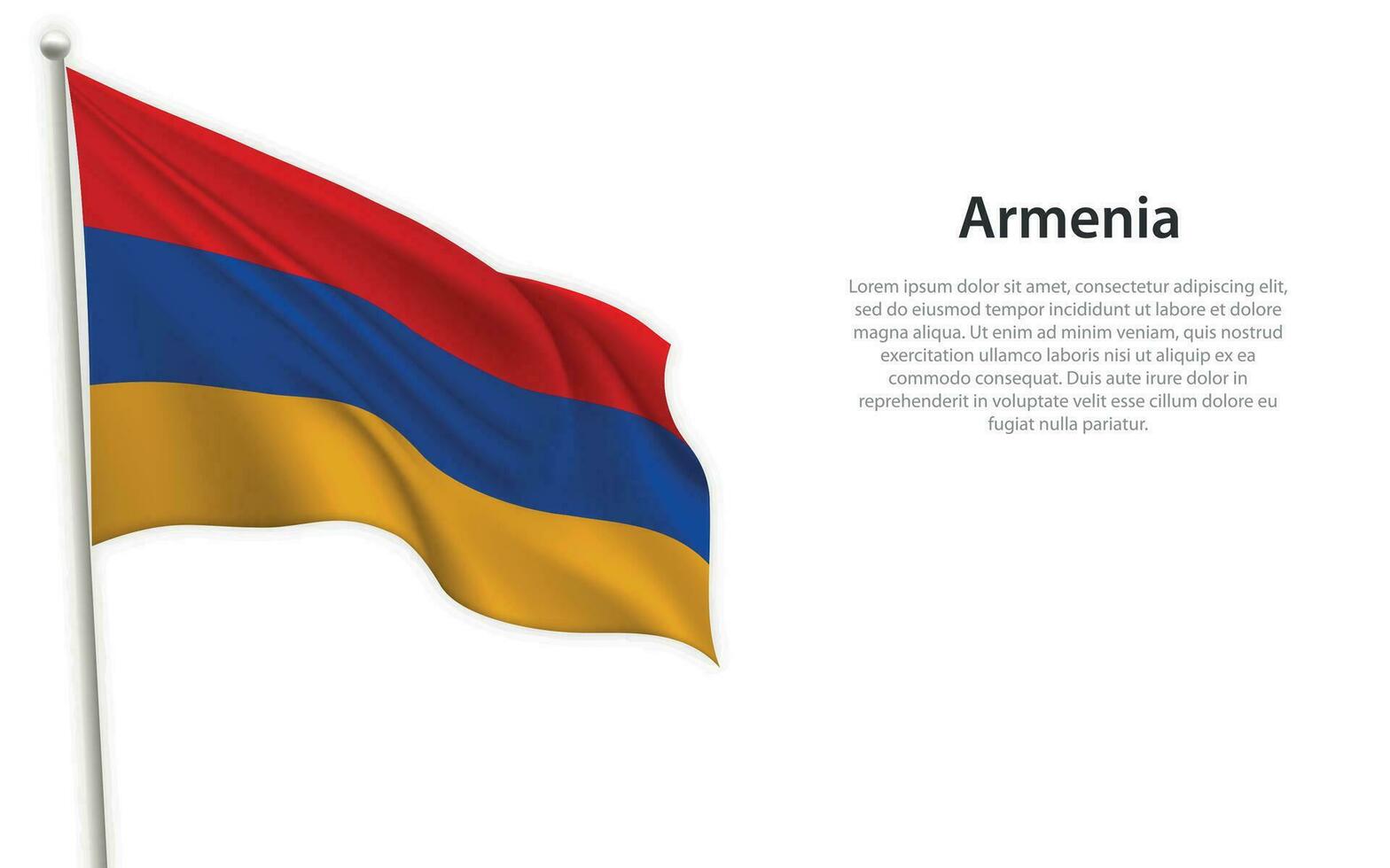 ondulación bandera de Armenia en blanco antecedentes. modelo para independencia día vector