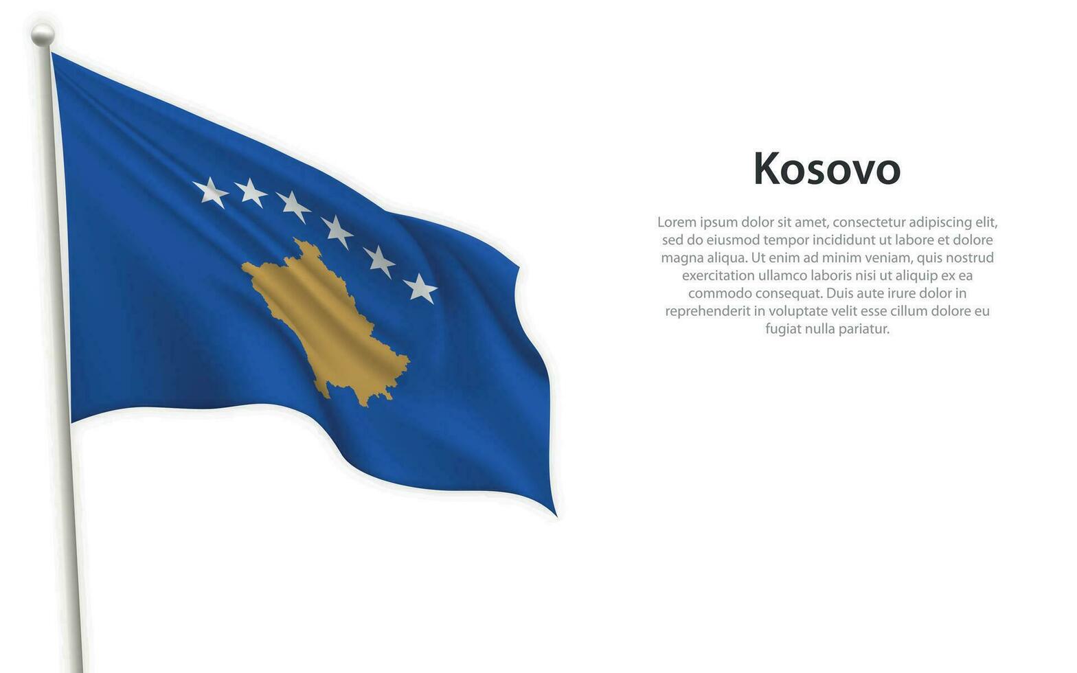 Waving flag of Kosovo on white background. Template for independence day vector