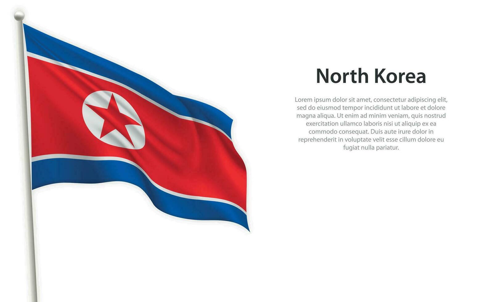 Waving flag of North Korea on white background. Template for independence day vector