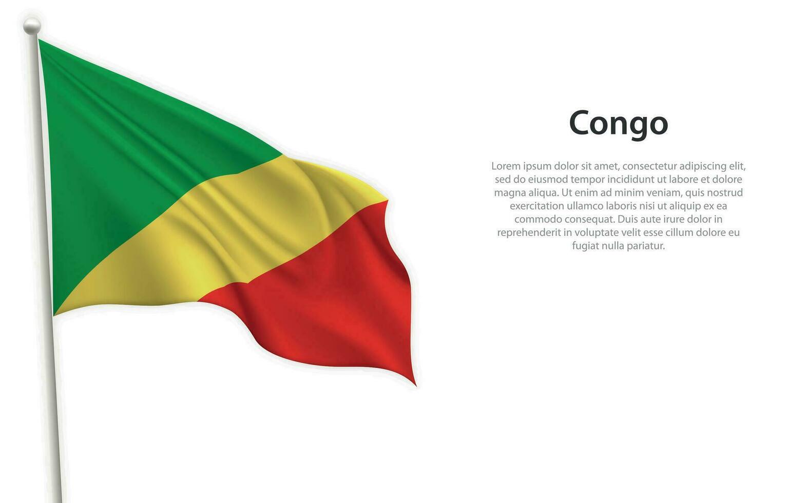 Waving flag of Congo on white background. Template for independence day vector