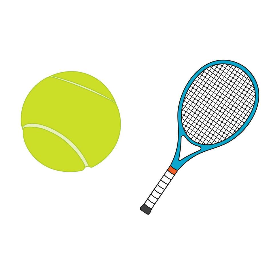 dibujos animados vector ilustración tenis pelota y raqueta deporte icono aislado en blanco antecedentes