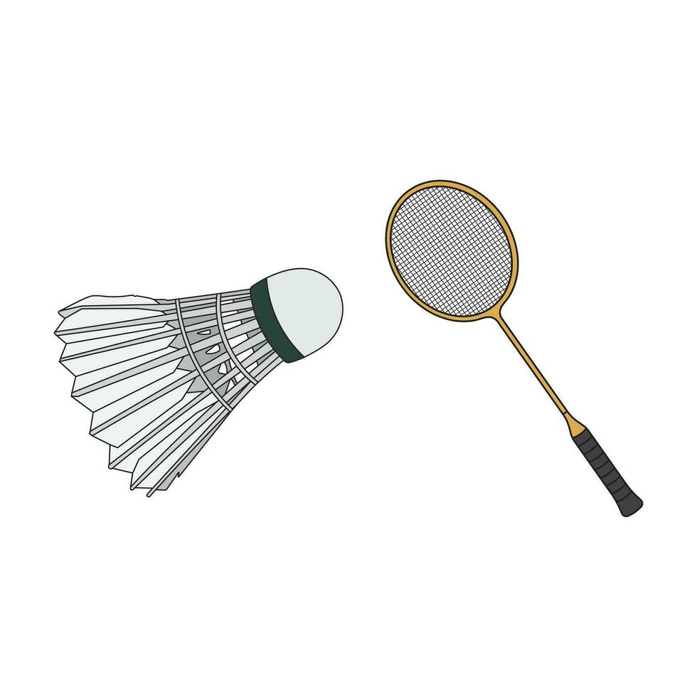 Cartoon Vector illustration badminton racket with shuttlecock sport icon Isolated on White Background