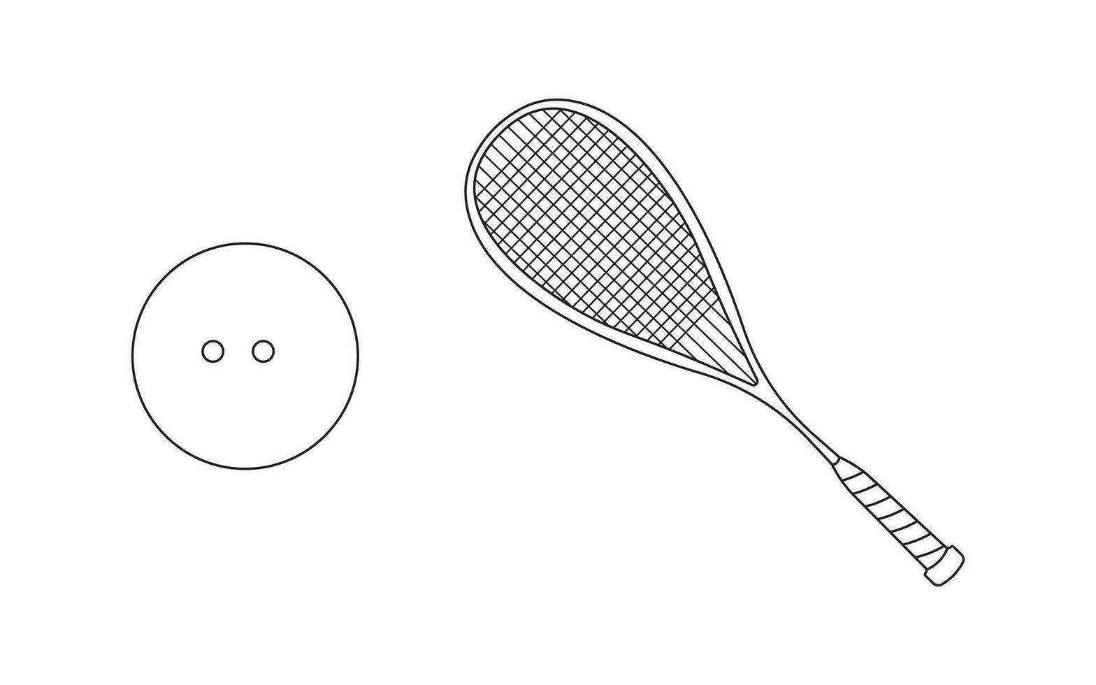 Hand drawn Cartoon Vector illustration squash racket and ball sport icon Isolated on White Background