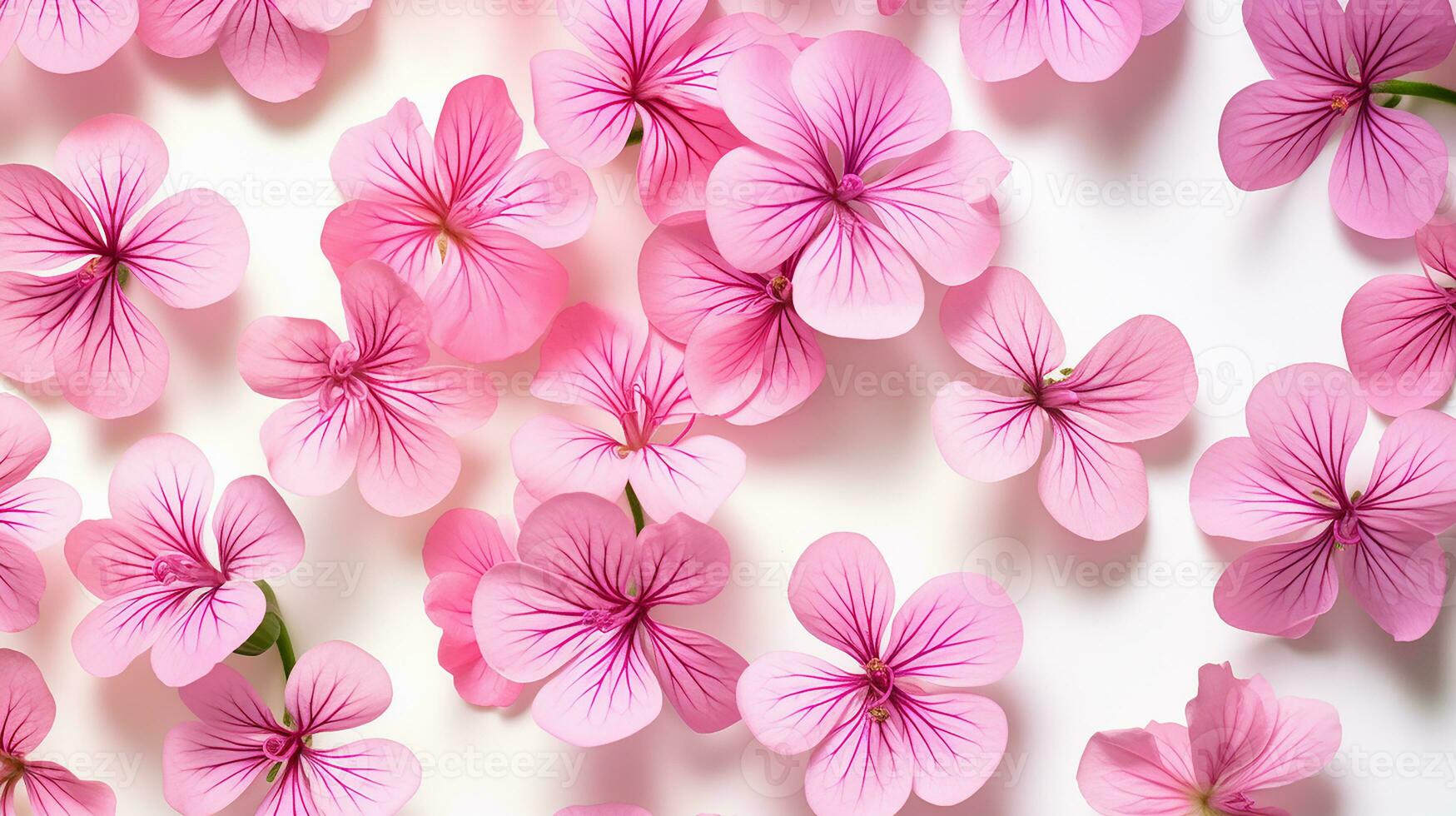 Geranium flower patterned background. Flower texture background. Generative AI photo