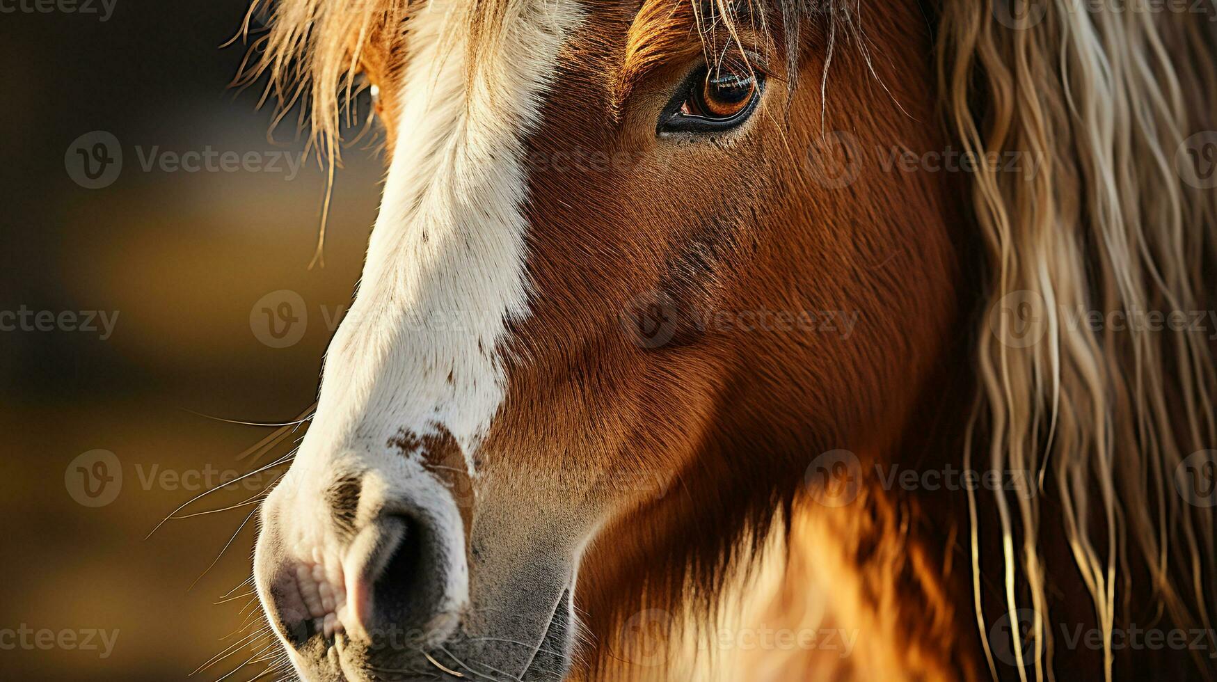 de cerca foto de un caballo mirando ninguna dirección. generativo ai