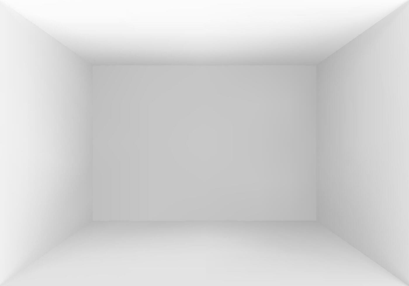 Empty box top view. White studio interior background. Vector
