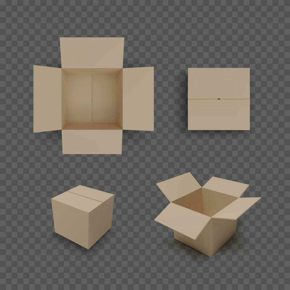 Set of boxes isolated. Realistic color collection of package. Vector