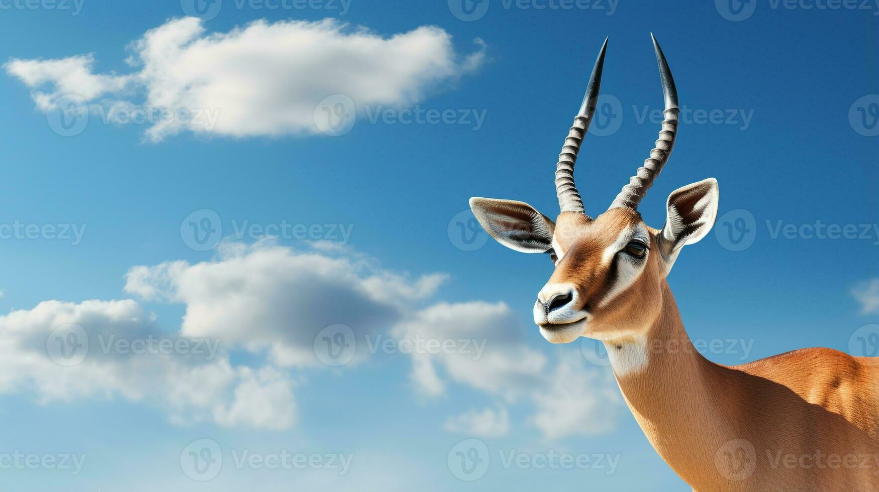 Photo of a Impala under Blue Sky. Generative AI