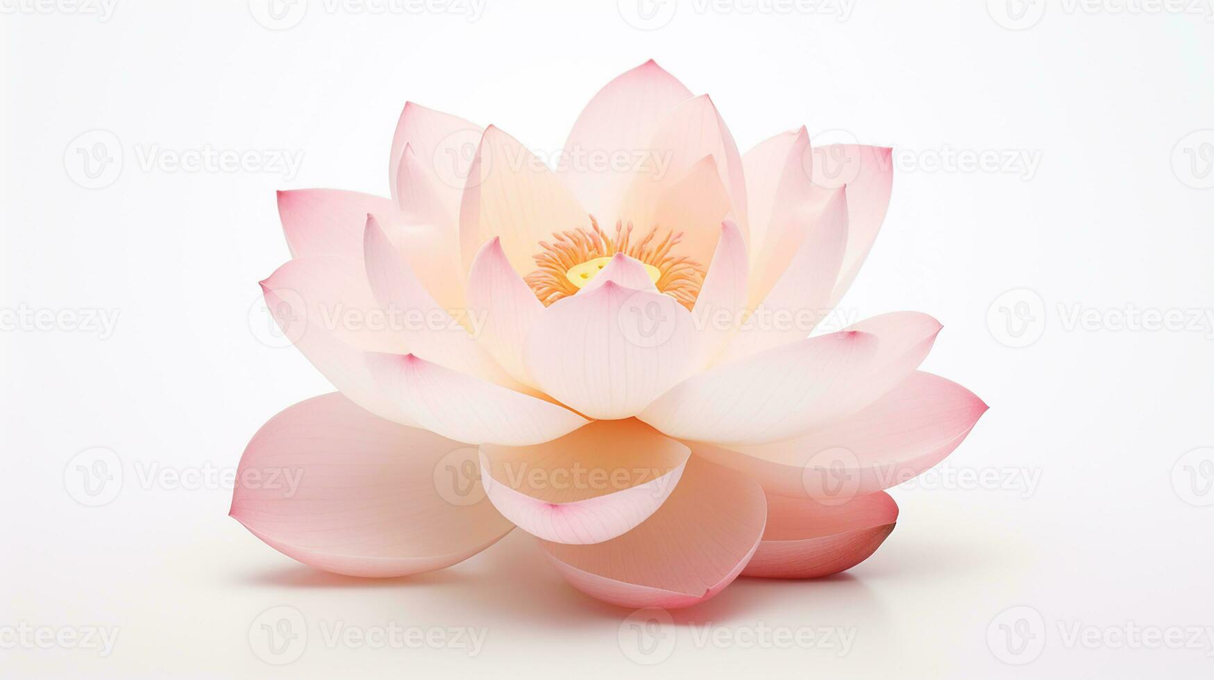 Photo of beautiful Lotus flower isolated on white background. Generative AI