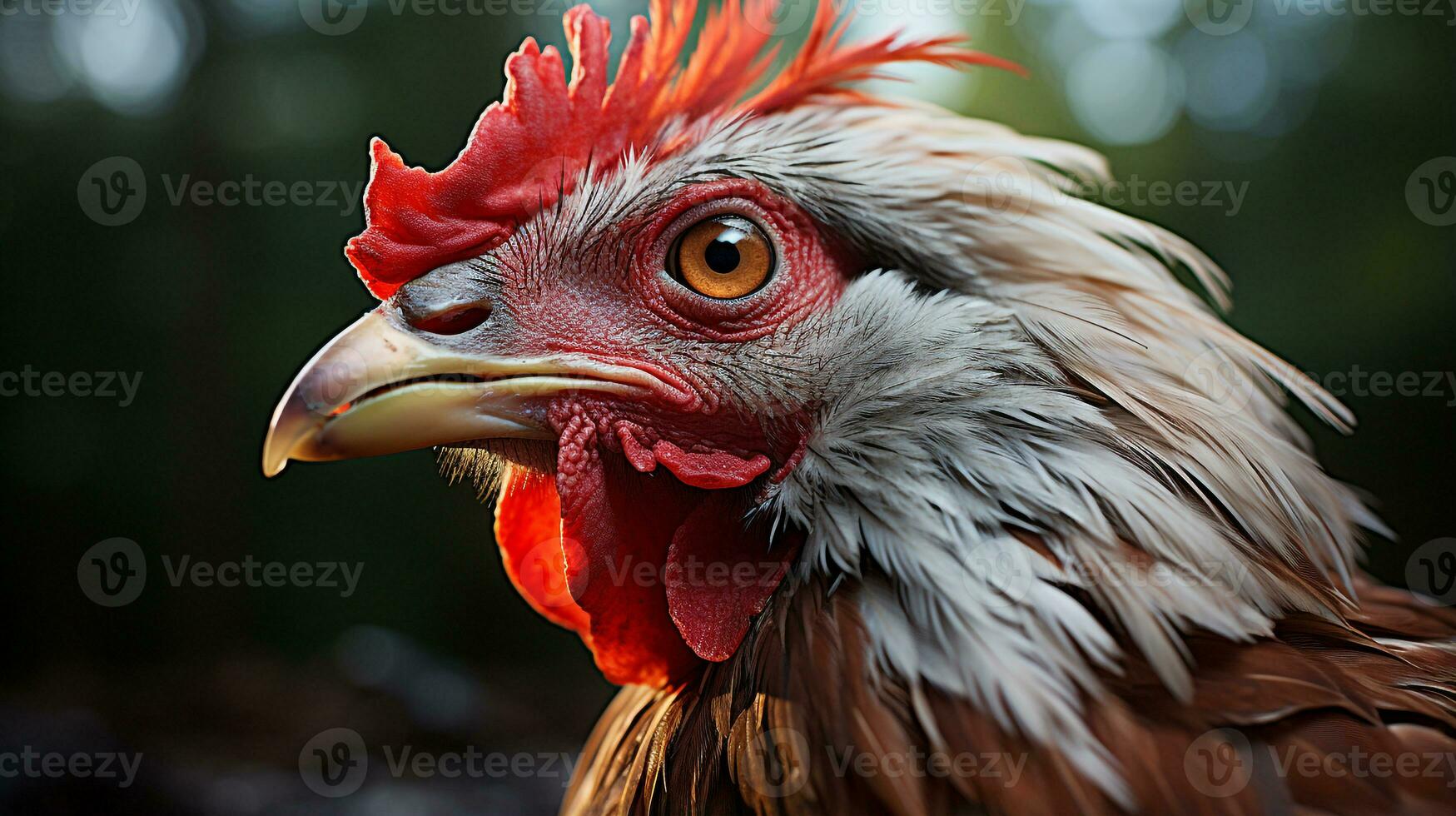 Close-up photo of a Poultry looking any direction. Generative AI