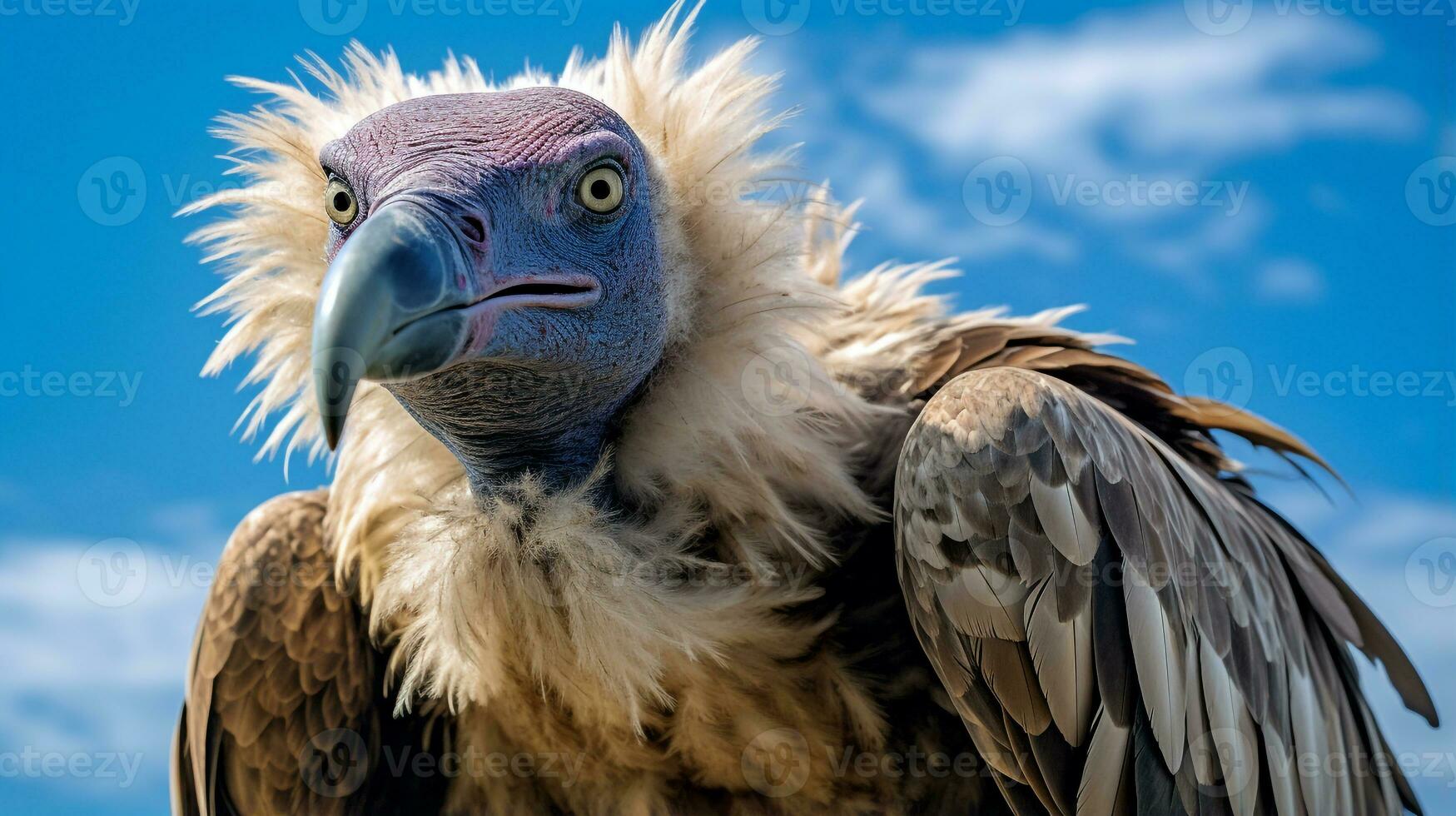 foto de un buitre debajo azul cielo. generativo ai