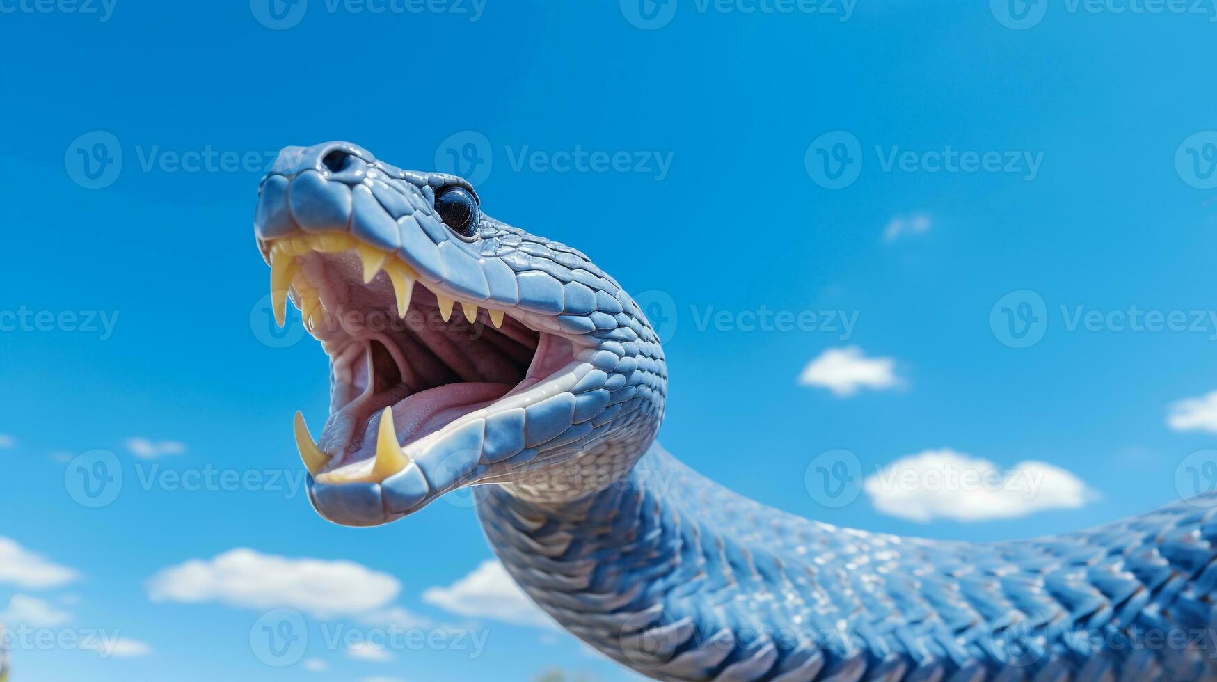 Photo of a Cobra under Blue Sky. Generative AI