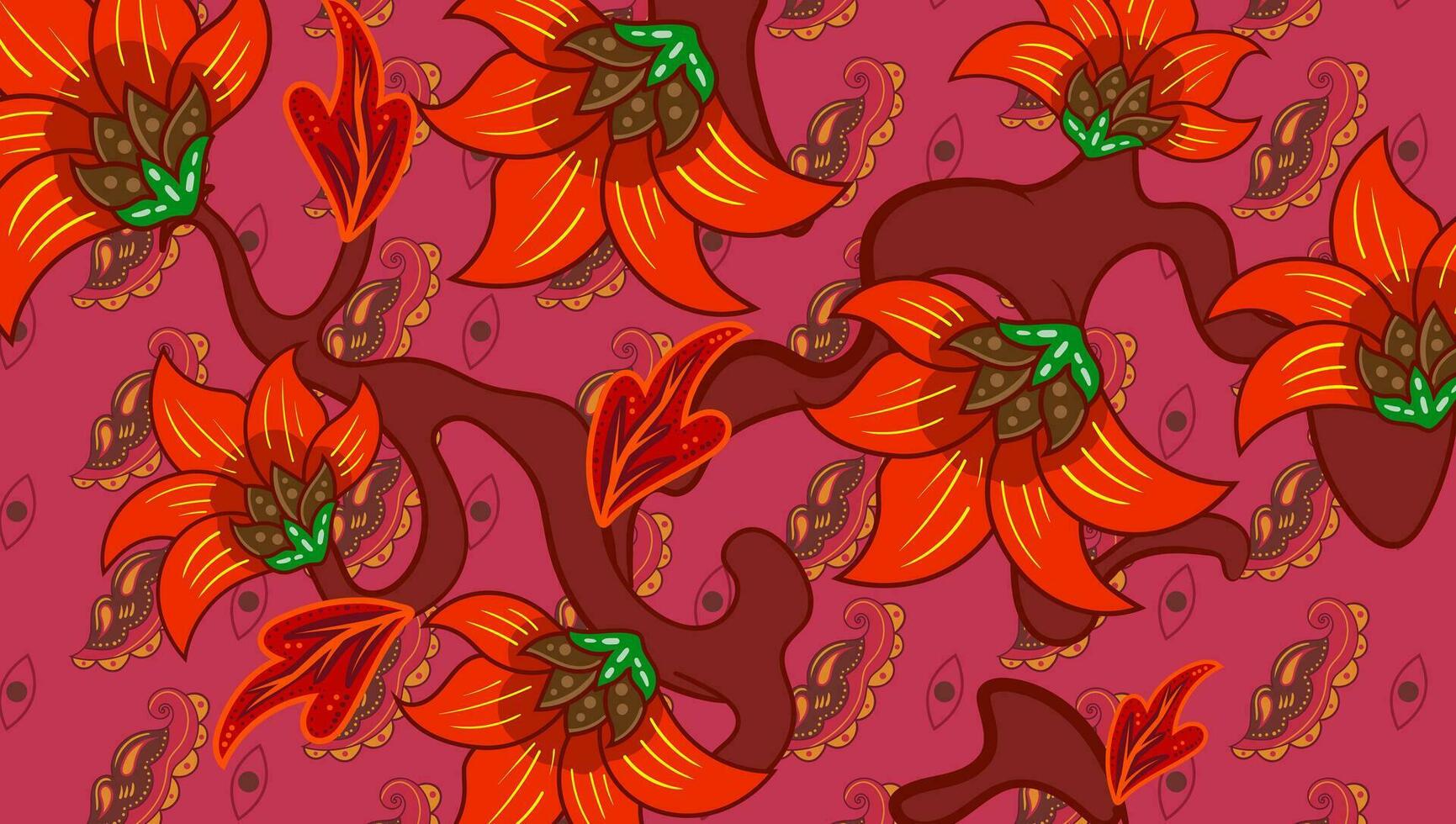 étnico indonesio modelo batik motivos con muy distintivo planta floral javanés elemento patrimonio vector