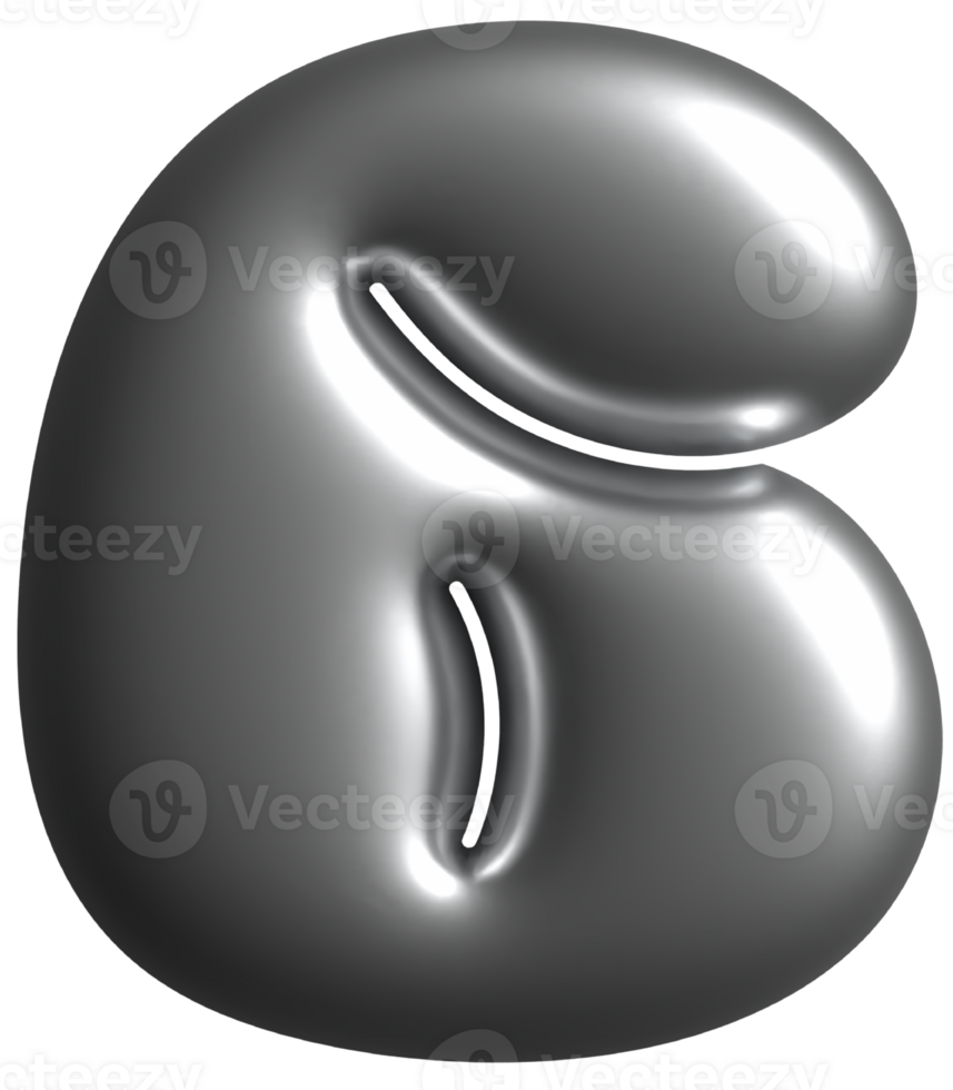 Hologram Chrome Number 6 Six png