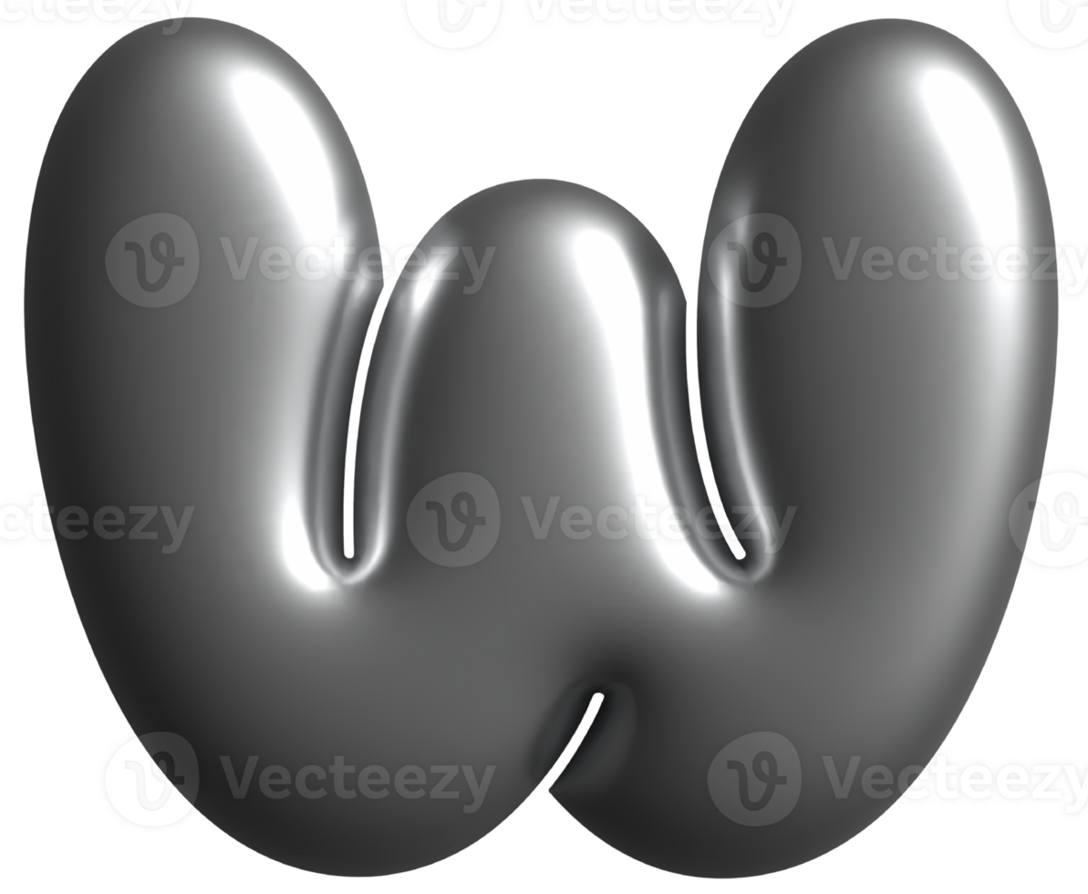 Hologram Alphabet Uppercase W png