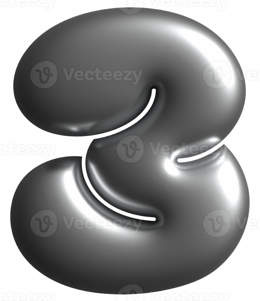 Hologram Chrome Number 3 Three png