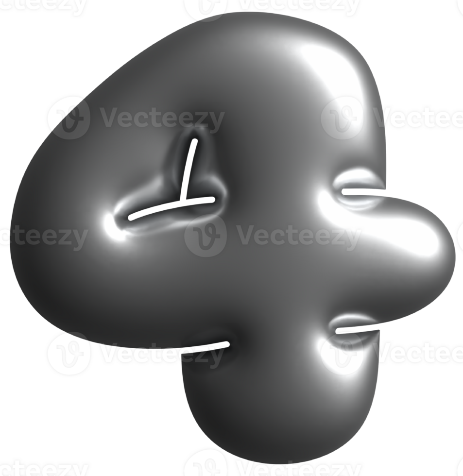 Hologram Chrome Number 4 Four png