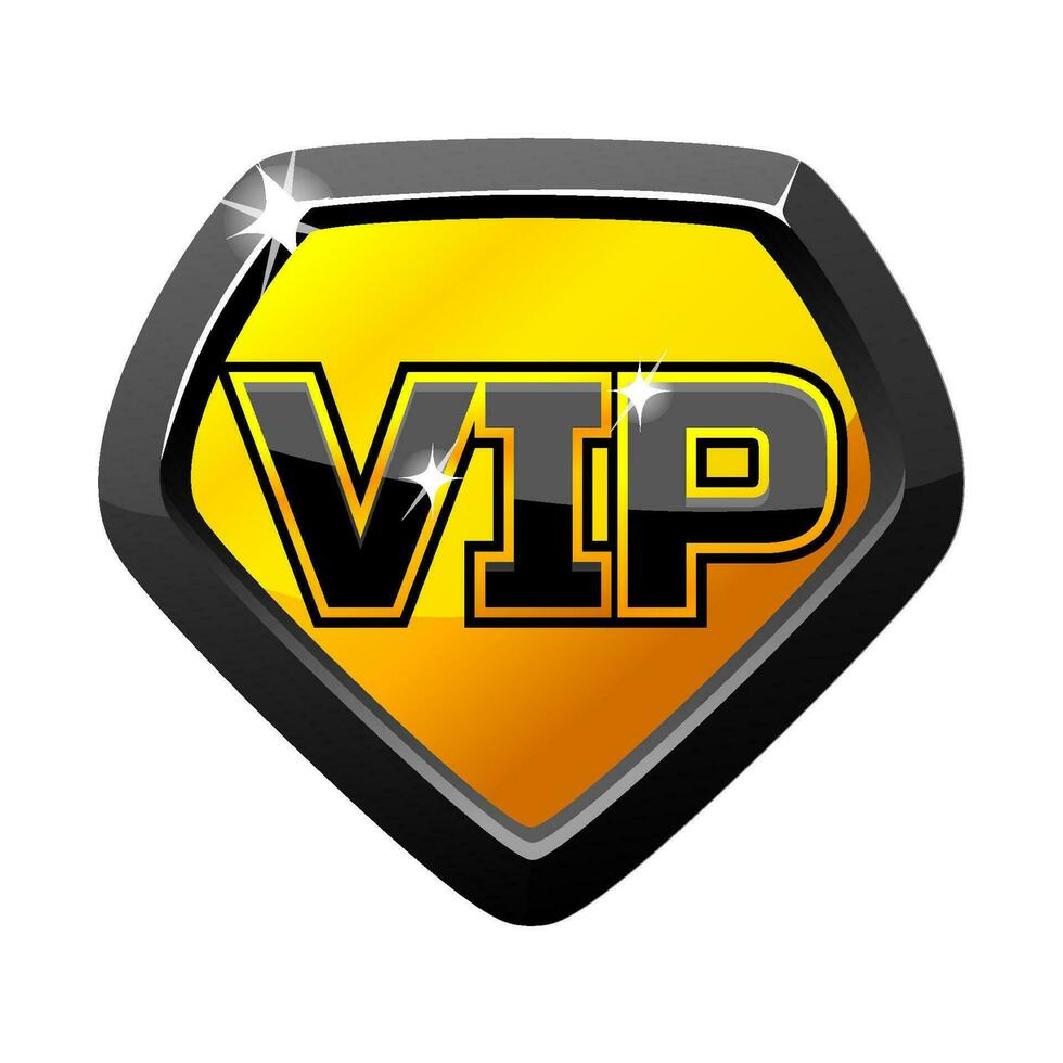 negro dorado VIP icono. VIP Insignia para 2d juego vector