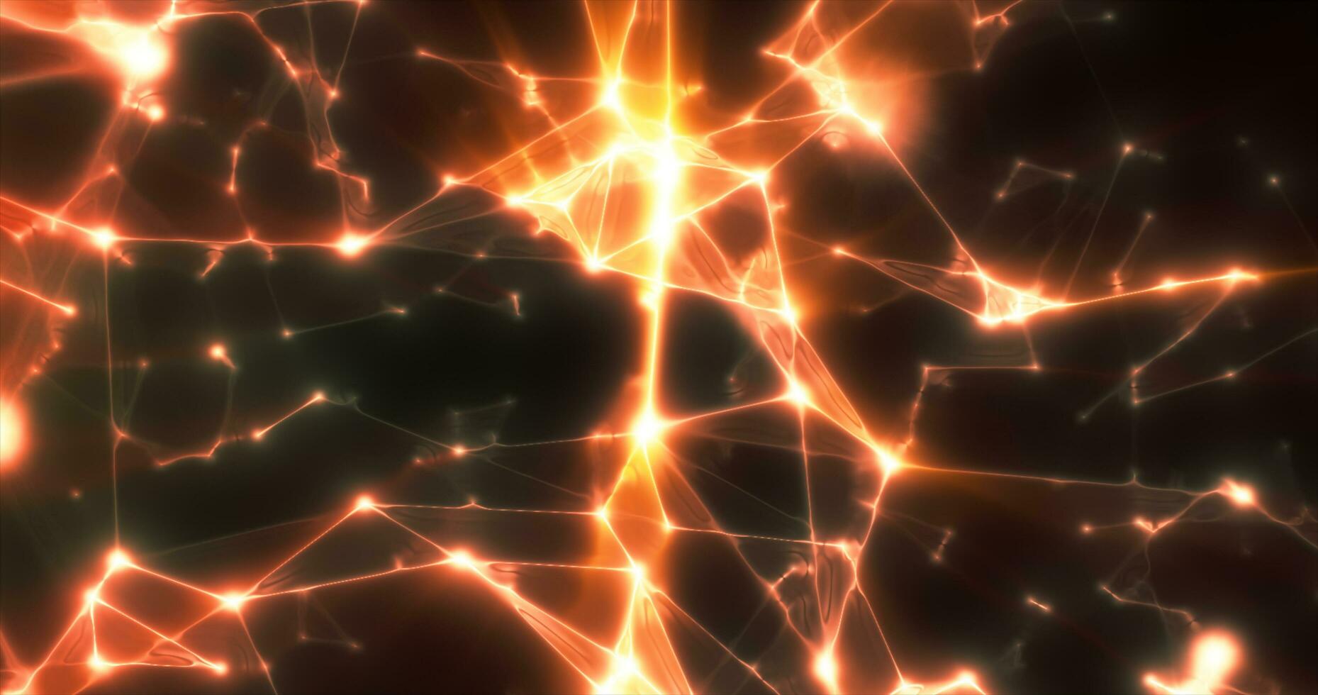 Abstract yellow orange plexus lines triangles energy magical background photo