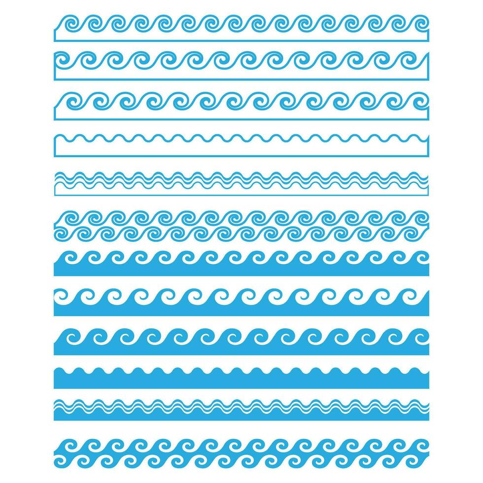 olas icono vector colocar. ola ilustración firmar recopilación. Oceano símbolo. agua logo.