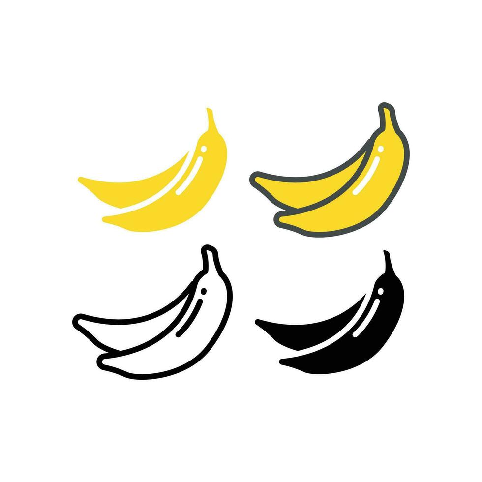 Yellow Fresh and ripe Banana fruit Silhouette in line modern style. Food organ for vegan or vegetarian, icon. Vector illustration. Design on white background. EPS10