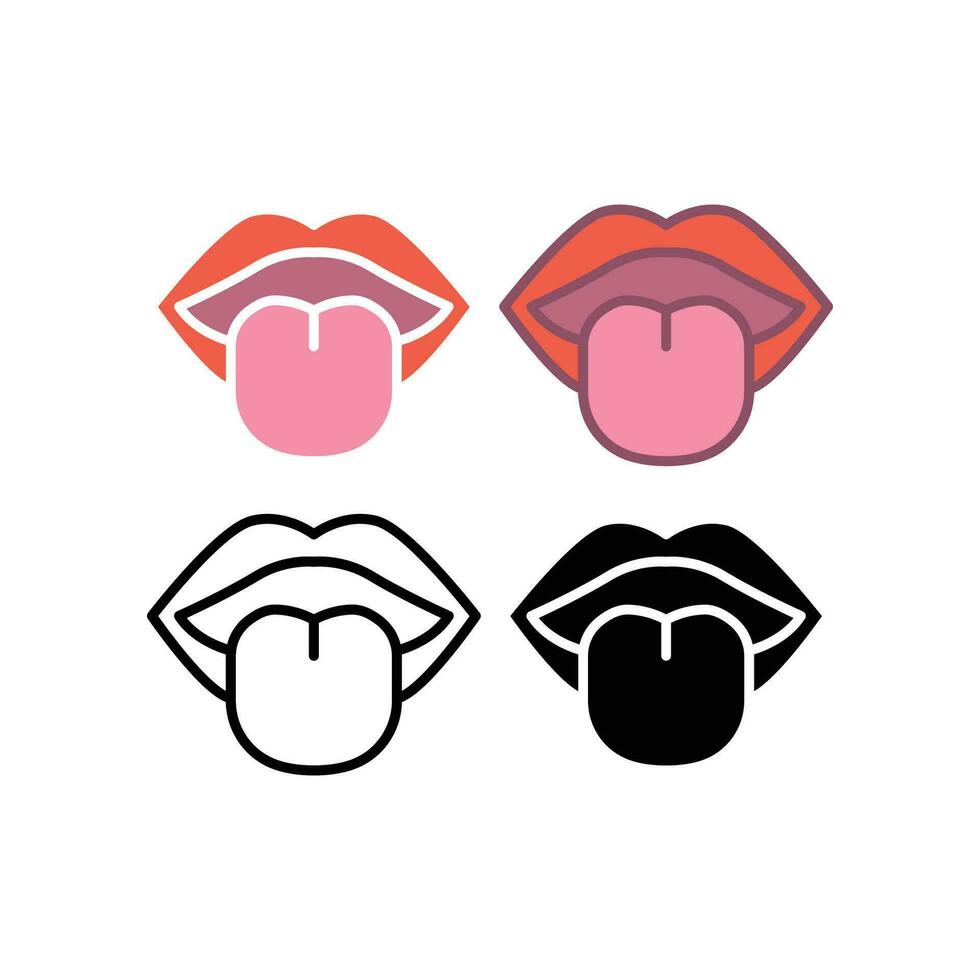 Open mouth with lips and tongue in oral cavity. Human sense for taste. Internal organ anatomy. Inner Body part. Medical infographic. Tongue icon. Vector illustration. Design on white background. EPS10