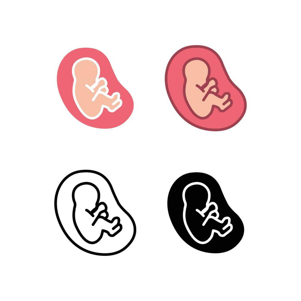 Baby in womb, unborn baby. Pregnant or Pregnancy sac illustration. Human Embryo Child, fetal. Prenatal development. Fetus icon. Vector illustration. Design on white background. EPS10