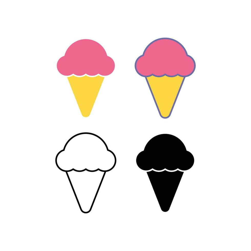 Tasty ice cream in waffle cone with strawberry flavor. Freshness Sweet dessert food. beach tropical vacation symbol. Cone, food, ice on summer icon Vector illustration design on white background EPS10