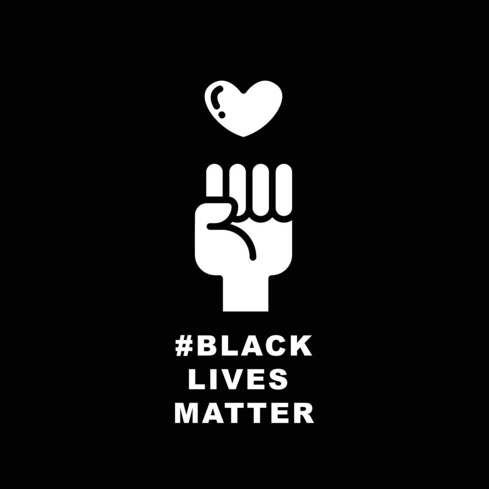 Hand symbol for black lives matter protest in USA to stop violence to black people in U.S. America. Fight for human right Simple pictogram,stroke Vector illustration. Design on black background. EPS10