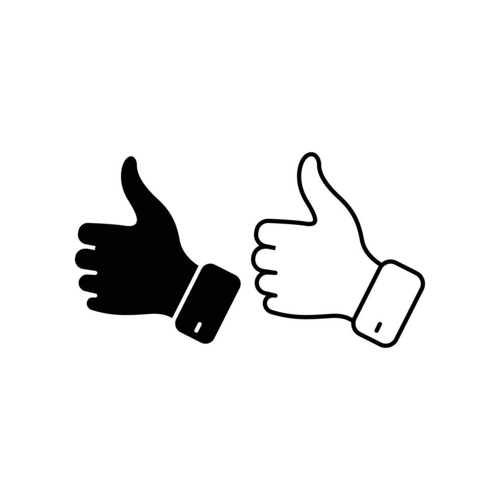 Thumb up icon. Approval Thumbs in solid, silhouette, outline and line stroke trendy style symbol. Give like, positive feedback, appreciate sign. Vector illustration. Design on white background. EPS10
