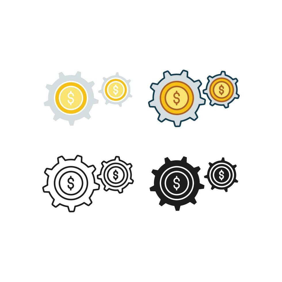 Gear setting with dollar symbol for Financial, fund, asset management. Financial risk resource. Money management icon. vector illustration. Design on white background. EPS 10