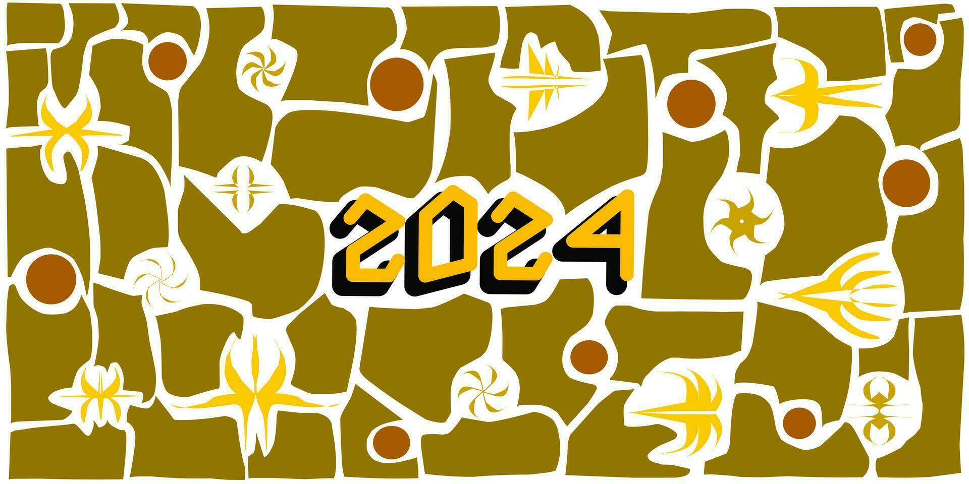 Unique design of 2024 Happy New Year background, latest abstract pattern background illustration, beautiful and modern. vector