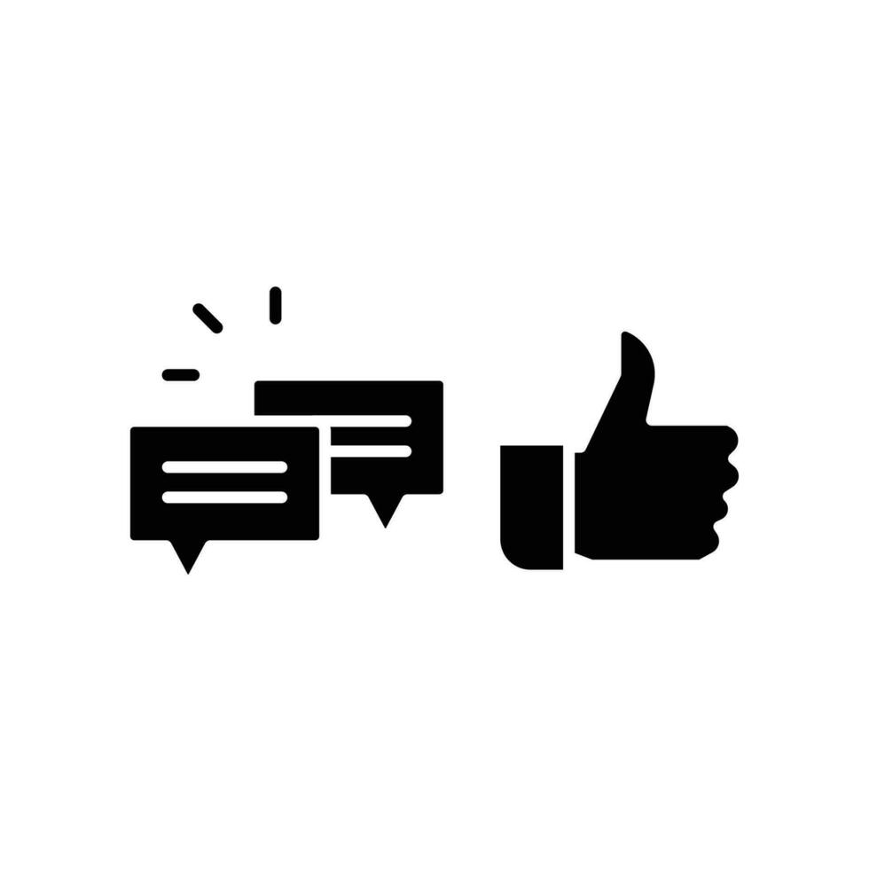 likes with comment icon solid symbol. Approve symbol in dialog forum community. social media equipment sign for give positive feedback and like. Vector illustration. Design on white background. EPS10