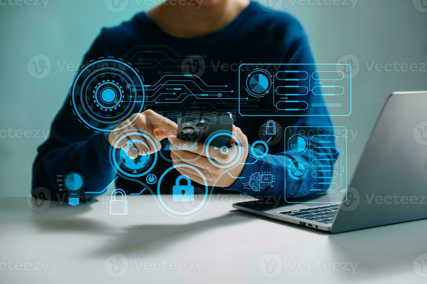 Cyber security data protection Business working on compute Intelligenc digital tablet global network connection data science digital marketing, Investment global photo