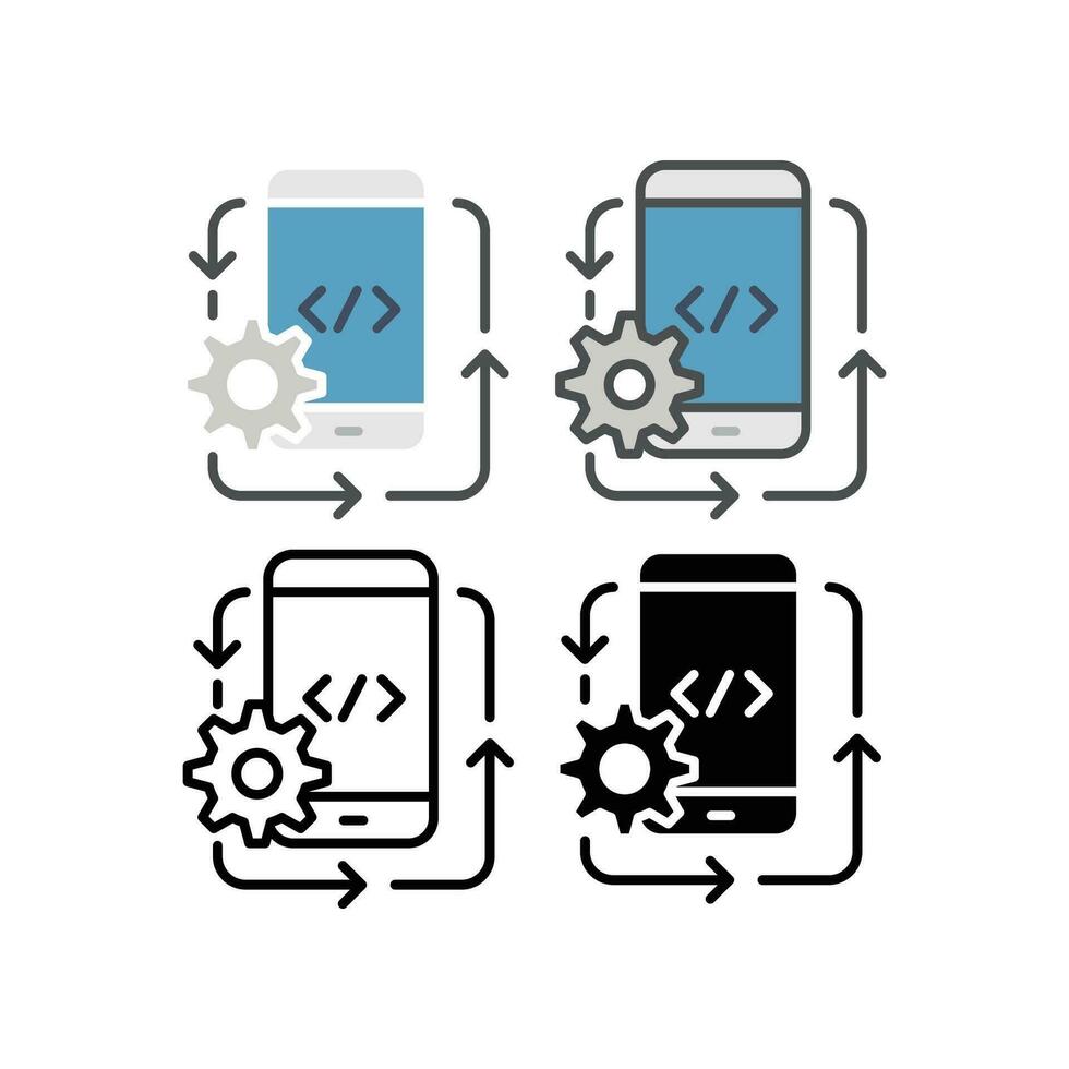 Back End with gear wheel for application programming interface icon for web and mobile. Idea of making creative products. Mobile App Development icon. Vector illustration Design white background EPS10