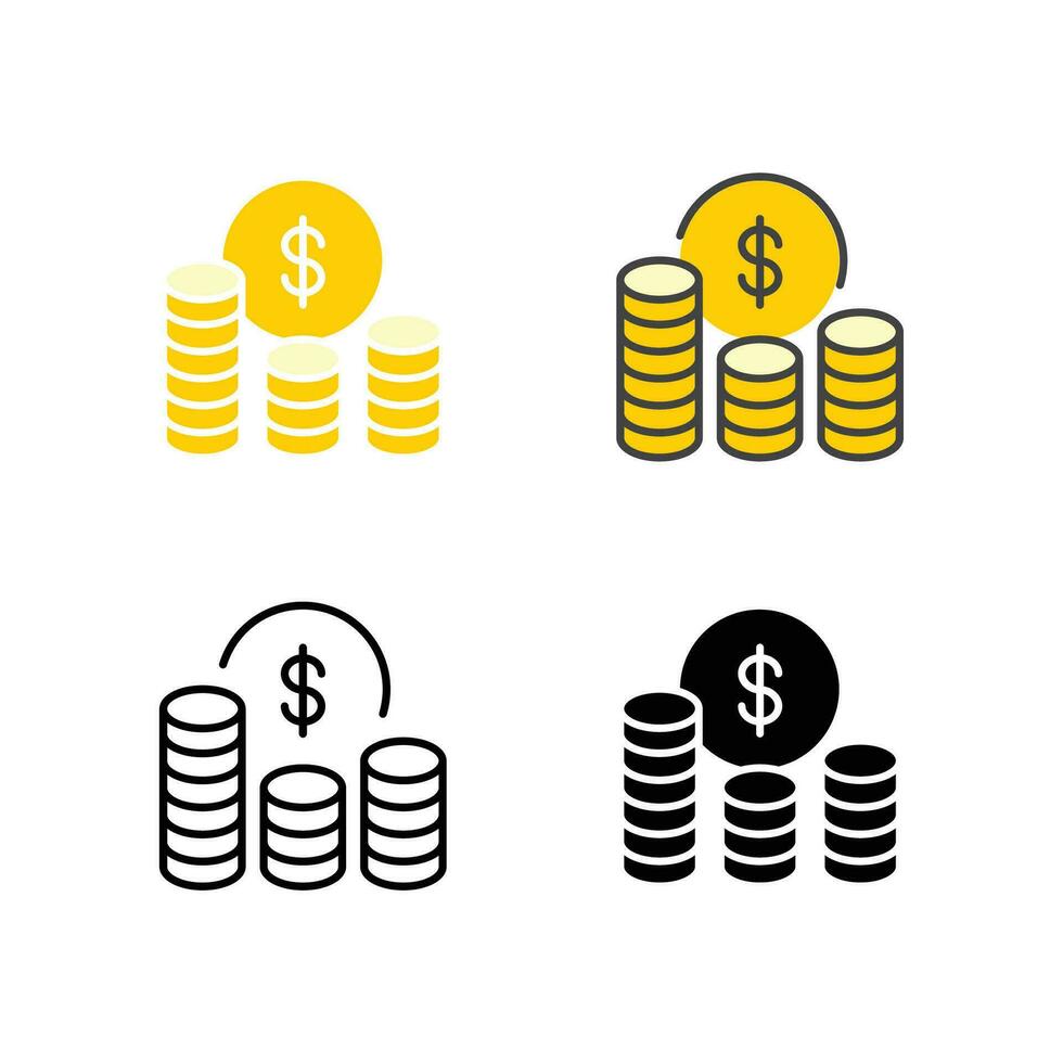 Cost savings, funds, money saving, dollar coin stock collection. payment, business and finance related. save cost. Costs icon. Vector illustration. Design on white background. EPS10