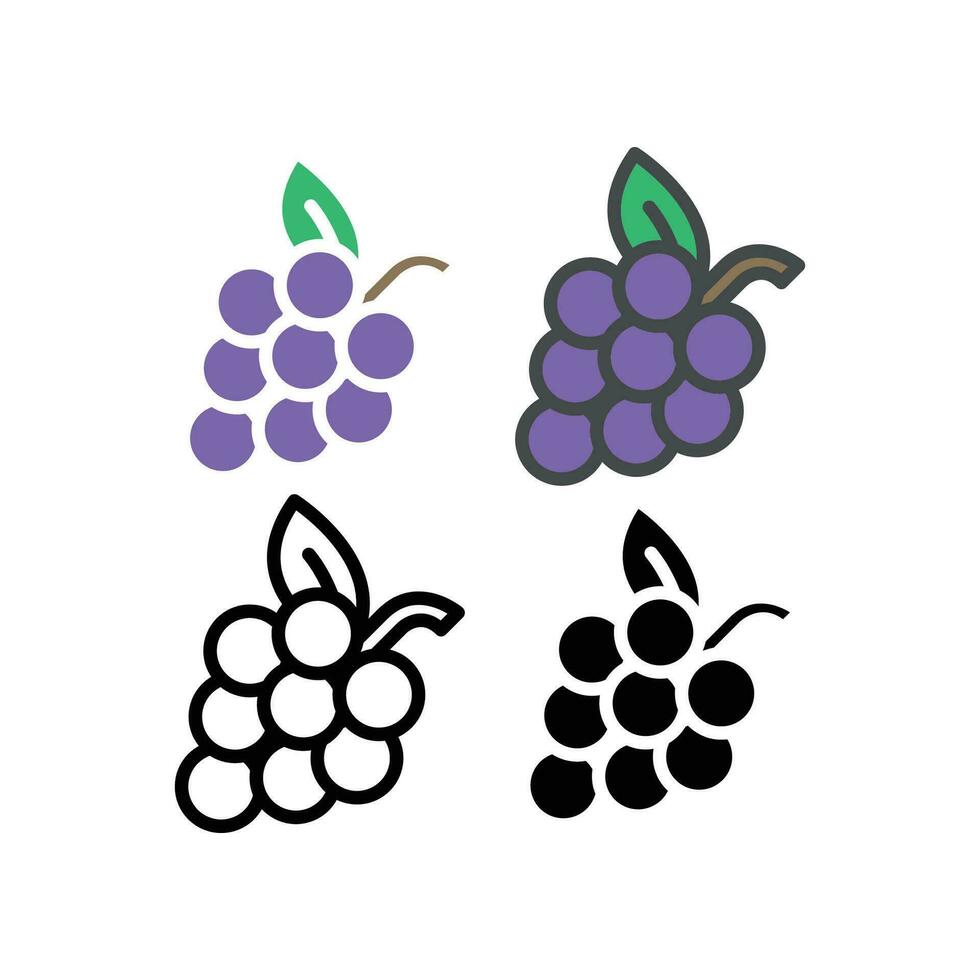 Bunch of grapes with leaf. Nature wine, Grapevine Food fruit Outlined silhouette. organic fresh grape for vegan, vegetarian, icon.Vector illustration. Design on white background. EPS10 vector