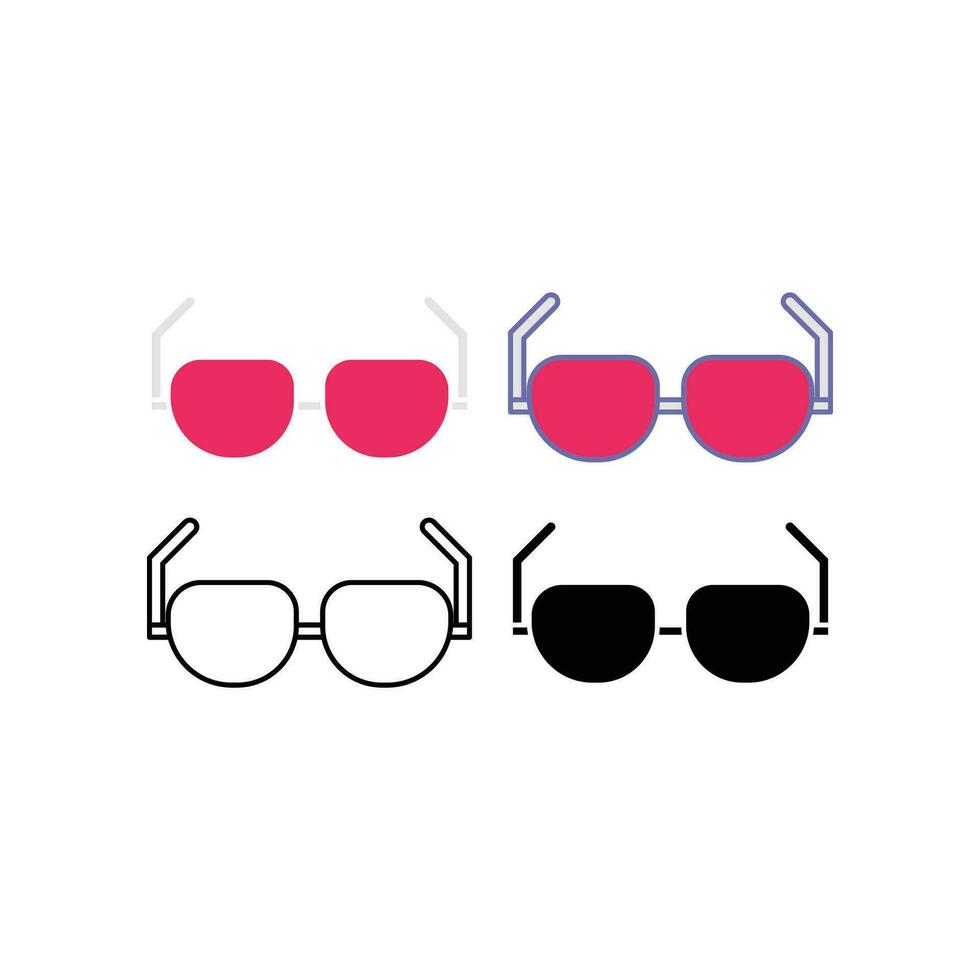 Eye Glasses modern Frames Style. Summer eyewear sun protection sunglass protection, UV glasses stylish,Fashion spectacles accessory. vacation icon. Vector illustration Design on white background EPS10