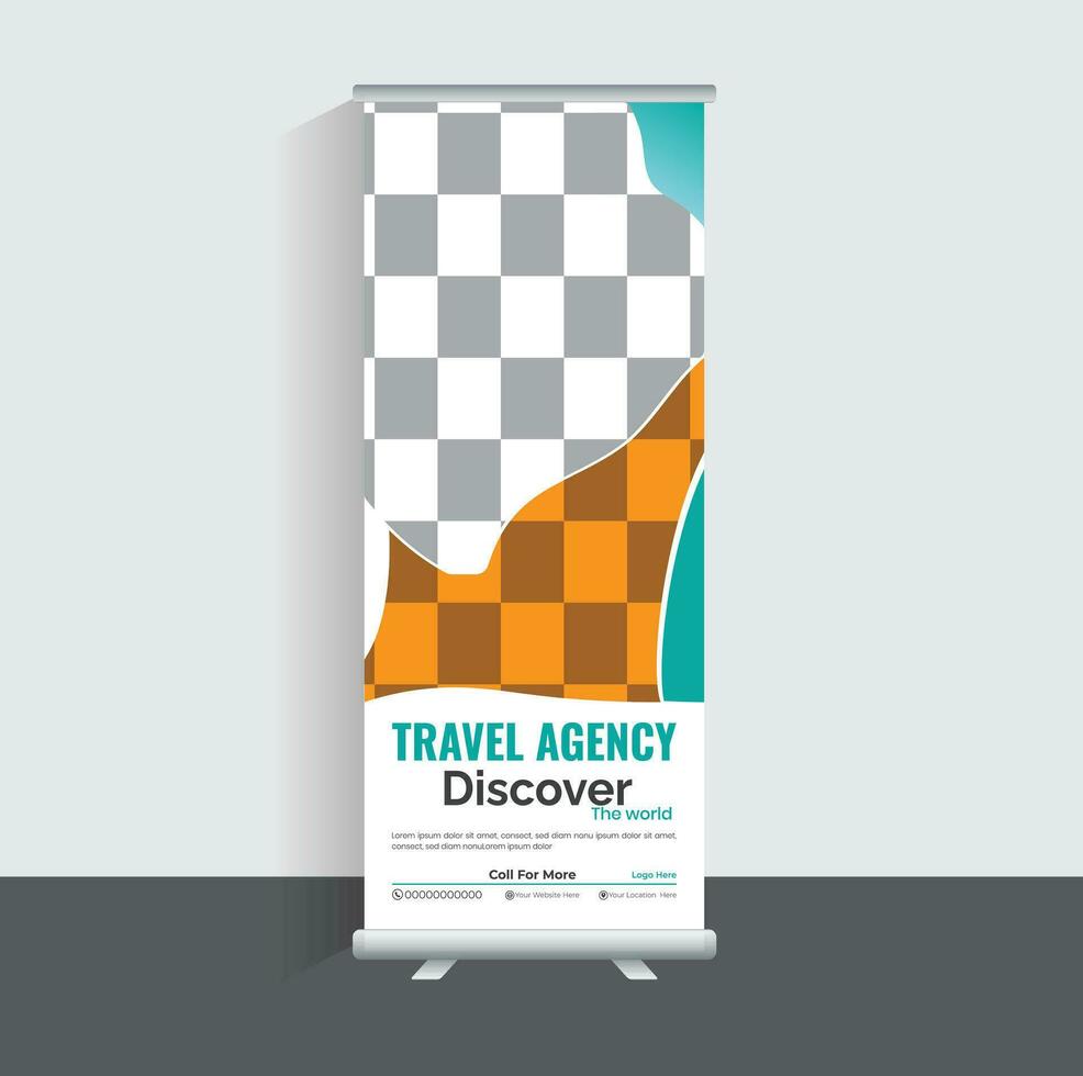 Travel Roll Up Banner Template Design vector