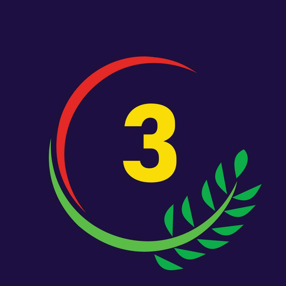 Circle letter 3 logo vector free