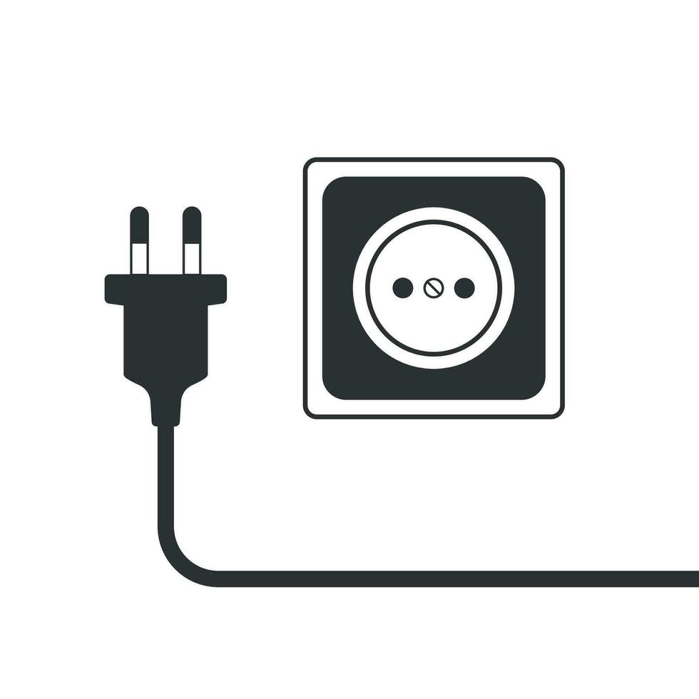 Electicity plug and socket flat icon, symbol of electrical equipment. Vector